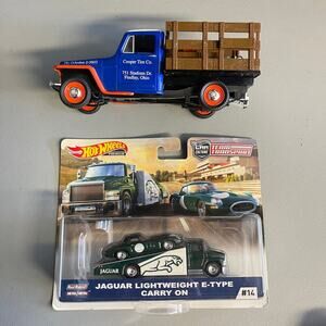COOPER TIRES 1953 JEEP WILLYS TRUCK & Hot Wheels Jaguar Lightweight  Carry On